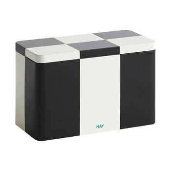 Jars & boxes, Tin container, M, black - off-white, White