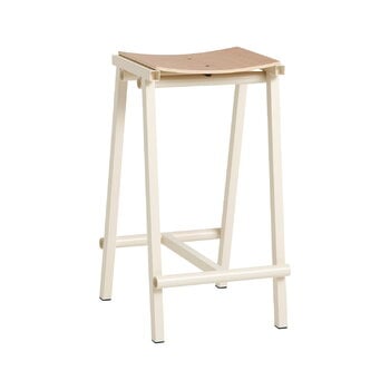 Bar stools & chairs, Taburete 8 bar stool, low, 65 cm, eggshell - lacquered oak, White