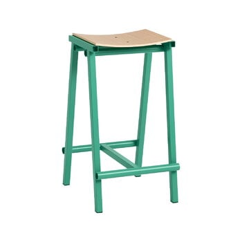 Bar stools & chairs, Taburete 8 bar stool, low, 65 cm, soft jade - lacquered oak, Green