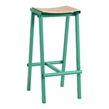 Bar stools & chairs, Taburete 8 bar stool, high, 75 cm, soft jade - lacquered oak, Green