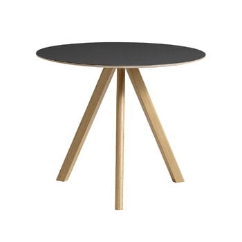 Dining tables, CPH20 2.0 table, 90 cm, lacquered oak - black linoleum, Black