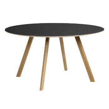 HAY CPH25 2.0 table, 140 cm, lacquered oak - black linoleum