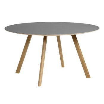 Tavoli da pranzo, Tavolo CPH25 2.0, 140 cm, rovere laccato - linoleum grigio, Grigio