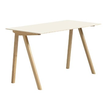 Tables de bureau, Bureau CPH90 2.0, 130 x 65 cm, chêne laqué -linoléum blanc cassé, Blanc