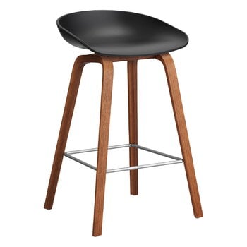 HAY Sgabello About A Stool AAS32, 65 cm, nero 2.0-noce lacc.-acciaio