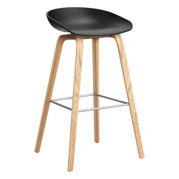 HAY About A Stool AAS32, 75 cm, Schwarz 2.0 - Eiche lackiert - Stahl