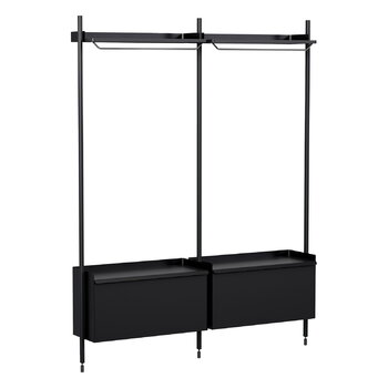 Shelving units, Pier System 1002 wardrobe, 2 columns, PS black, Black