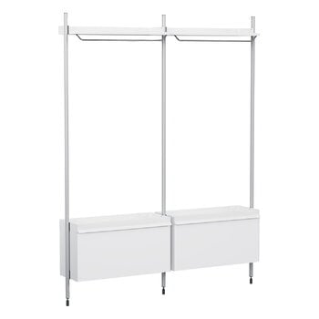 Shelving units, Pier System 1002 wardrobe, 2 columns, PS white - aluminium, White