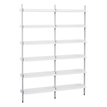 Shelving units, Pier System 102 shelf, 2 columns, PS white - aluminium, White