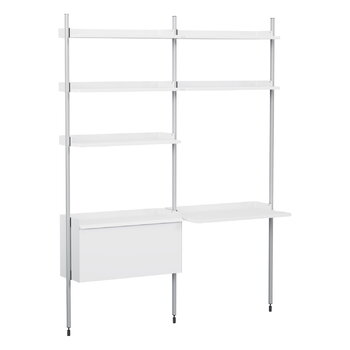 Shelving units, Pier System 12 shelf, 2 columns, PS white - aluminium, White