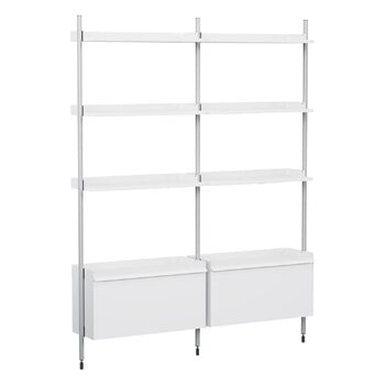 Shelving units, Pier System 132 shelf, 2 columns, PS white - aluminium, White