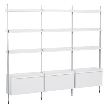 Shelving units, Pier System 133 shelf, 3 columns, PS white - aluminium, White
