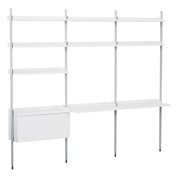 Bookcases, Pier System 13 shelf, 3 columns, PS white - aluminium, White