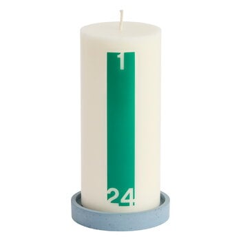 Candles, Calendar candle and holder, bold, off-white - green, White