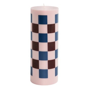 Candele, Candela Column, L, quadri rosa chiaro - bordeaux - blu scuro, Multicolore