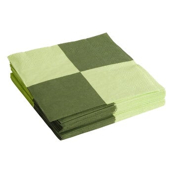 Napkins, Pattern napkins, dinner, set of 20, light green - dusty green L check, Green