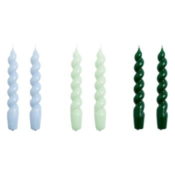 HAY Spiral candles, set of 6, light blue - mint - green