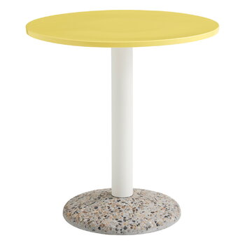 Patio tables, Ceramic table, 70 cm, bright yellow, White