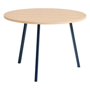 HAY Loop Stand round table, 105 cm, deep blue - lacquered oak