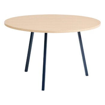 HAY Table ronde Loop Stand, 120 cm, bleu profond - chêne laqué