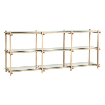 Bookcases, Woody 2.0 shelf, low, soaped oak - clear glass, White