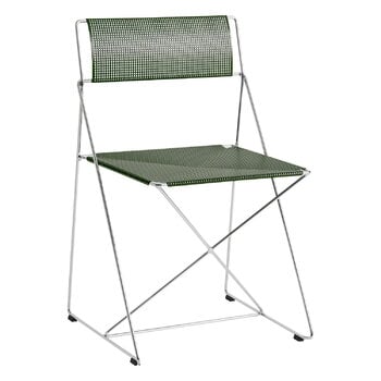 Dining chairs, X-Line chair, indoor, chromed - autumn green, Silver