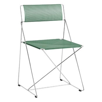 Dining chairs, X-Line chair, indoor, chromed - leek green, Silver