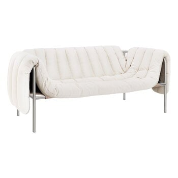 Sofas, Puffy 2,5 seater sofa, natural - stainless steel, White