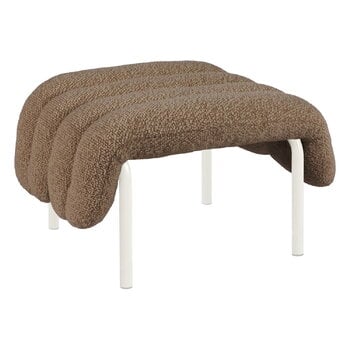 Hem Poggiapiedi Puffy, bouclé marrone - acciaio crema