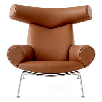 Fredericia Wegner Ox chair, brushed chrome - cognac leather