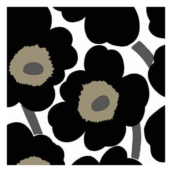 Napkins, Marimekko Unikko paper napkin, 20 pcs, black and white, Black