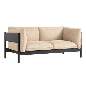 HAY Arbour 2-sitsig soffa, linen grid dk-tyg, svart bok