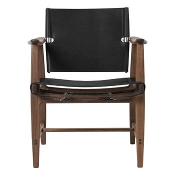 Dining chairs, BM1106 Huntsman chair, oiled walnut - black leather - steel, Black