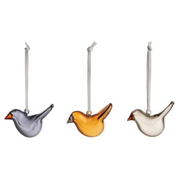 Iittala Miniglasfågel, 3 st, blandade färger