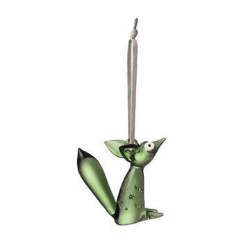 Glass objects, Vulpes ornament, sitting, 80 mm, green, Green