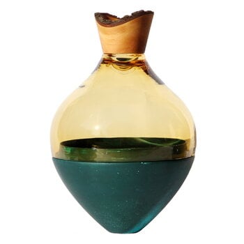 Objets d’art en verre, Vase empilable India II, 38 x 24 cm, ambre - patine cuivre, Cuivre