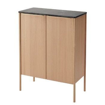 Cassettiere e credenze, Credenza Jut alta, rovere - marmo nero, Nero