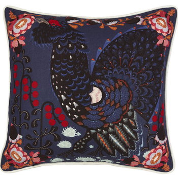 Klaus Haapaniemi & Co. Grouse in the Woods cushion cover, linen-cotton, blue