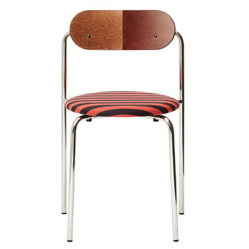 Lepo Product Moderno tuoli, kromi - wenge-/pähkinäpetsattu koivu - puna-sininen kangas, tuotekuva