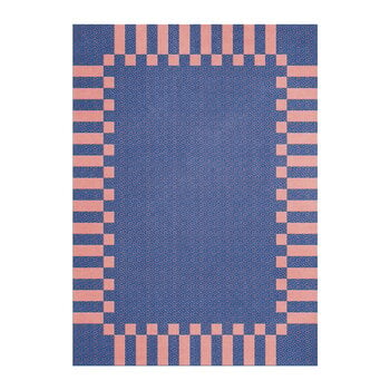 LAYERED Teklan Frame rug, cobalt salmon