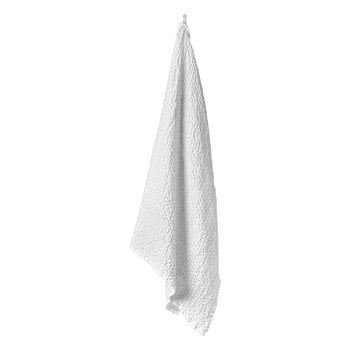Serviettes de bain, Serviette gaufrée en lin Li, 100 x 150 cm, blanc, Blanc