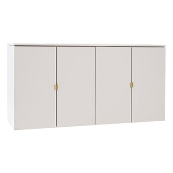 Cassettiere e credenze, Credenza Fuuga, 128 cm, pensile a muro, cashmere - ottone, Beige