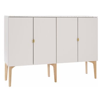 Cassettiere e credenze, Credenza Fuuga, 128 cm, cashmere - Terrazzo - rovere - ottone, Beige