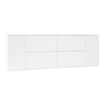 Lundia Fuuga sidobord, 192 cm, lådor och vertikala dörrar, vit