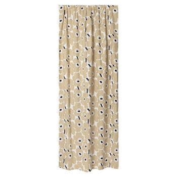 Les rideaux, Rideau Pieni Unikko, 135 x 250 cm, blanc cassé-beige-bleu foncé, Beige