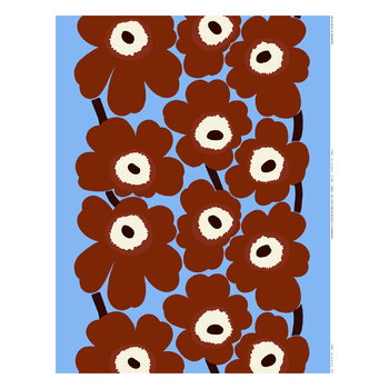 Marimekko Unikko kangas, vaaleansininen-ruskea-luonnonvalkoinen
