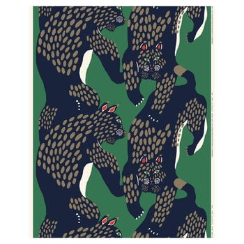 Marimekko fabrics, Ilves cotton panama fabric, green - blue - light brown, Multicolour