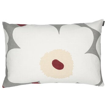 Marimekko Fodera per cuscino Unikko, 40x60cm, grigio-bianco-rosso-giallo