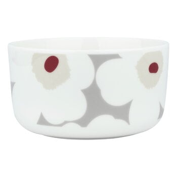 Marimekko Oiva - Unikko bowl, 5 dl, l. grey - white - d. red - yellow