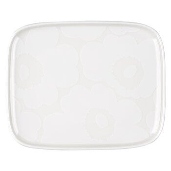 Marimekko Assiette Oiva - Unikko, 15 x 12 cm, blanc cassé - blanc